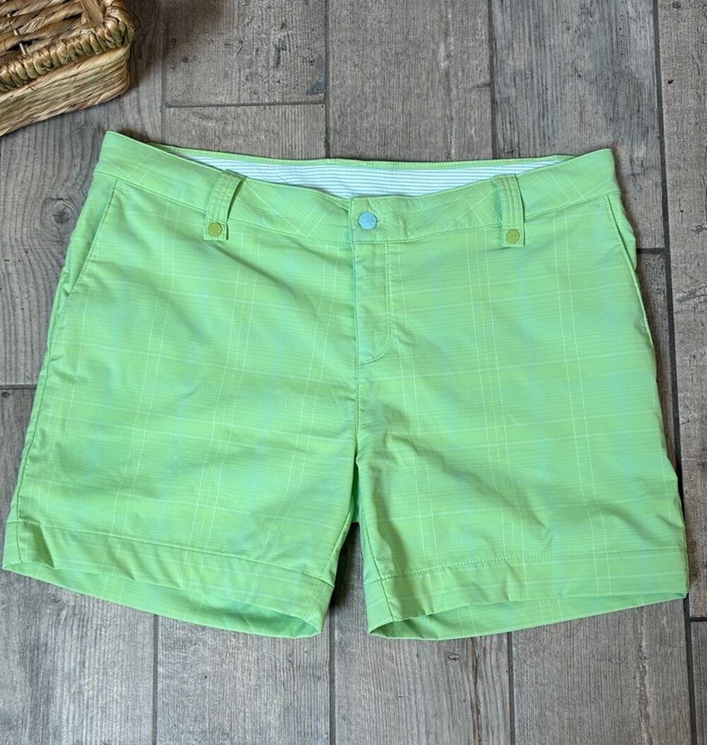 Under Armour Women's Plaid Golf Shorts Lime Green Size 12 Stretch Performance